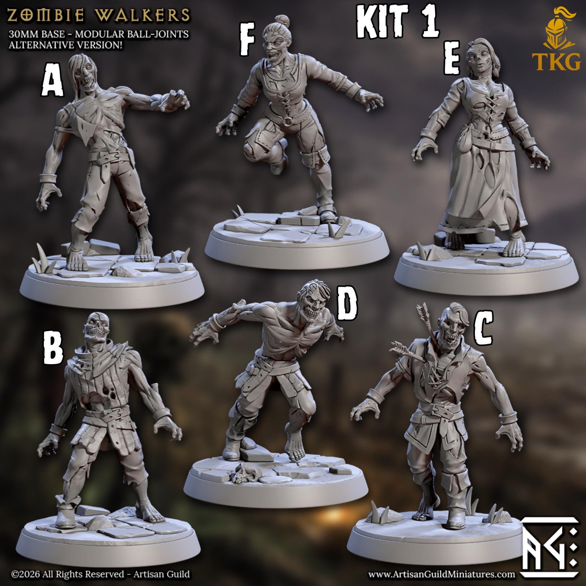 March of the Zombie Walkers by Artisan Guild | 3D Printed Miniatures | Fantasy Models
