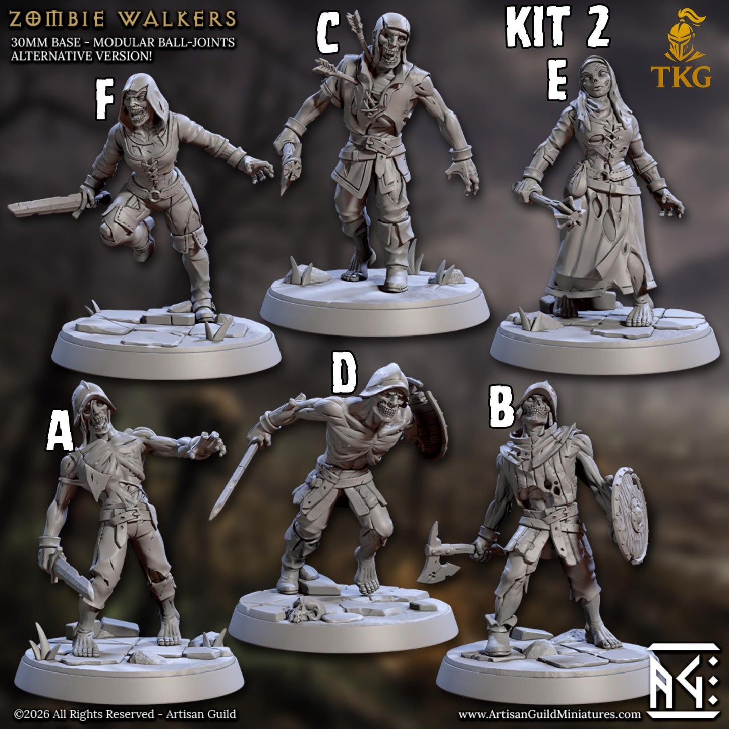 March of the Zombie Walkers by Artisan Guild | 3D Printed Miniatures | Fantasy Models