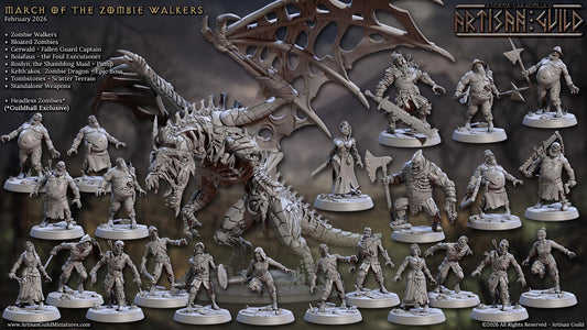 March of the Zombie Walkers by Artisan Guild | 3D Printed Miniatures | Fantasy Models