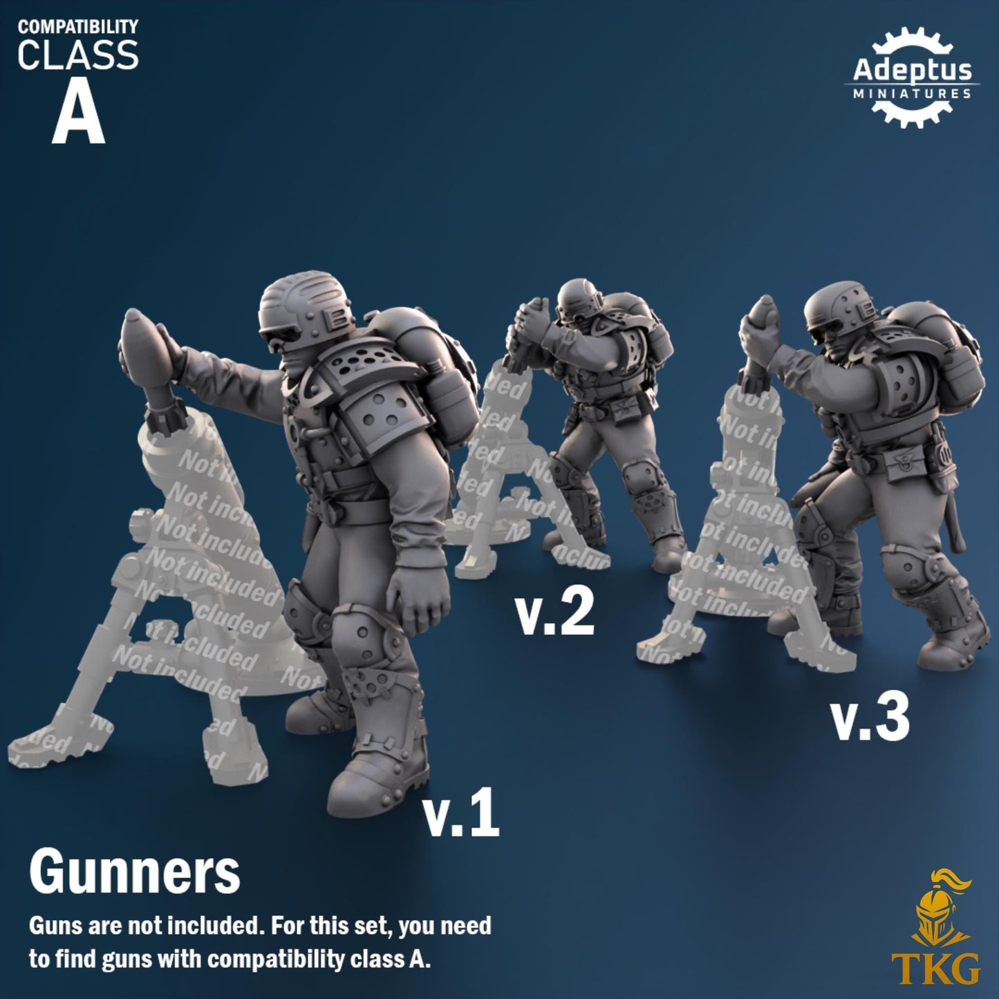 Greyplate Troops Heavy Weapons Operators by Adeptus Miniatures | 3D printed Tabletop Miniatures