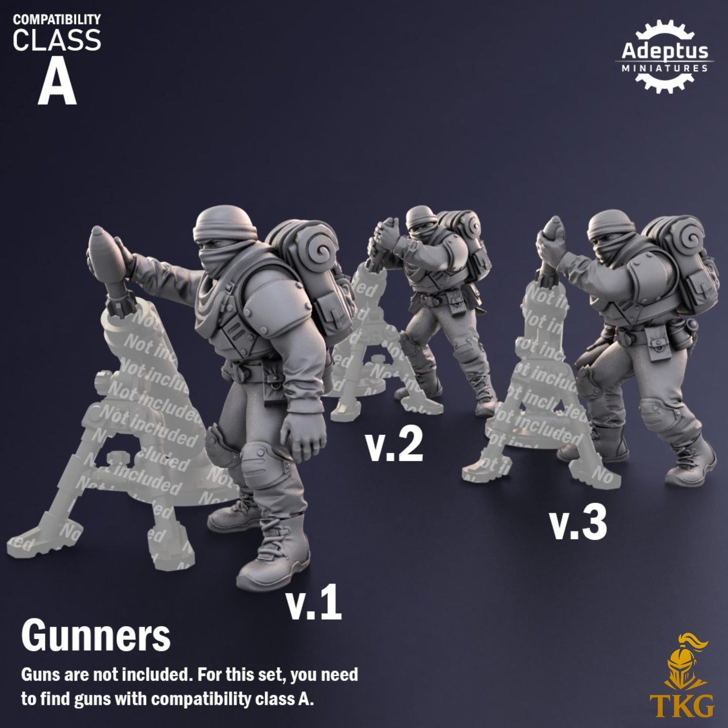 Sandshroud Batallion Heavy Weapons Operators by Adeptus Miniatures | 3D printed Tabletop Miniatures