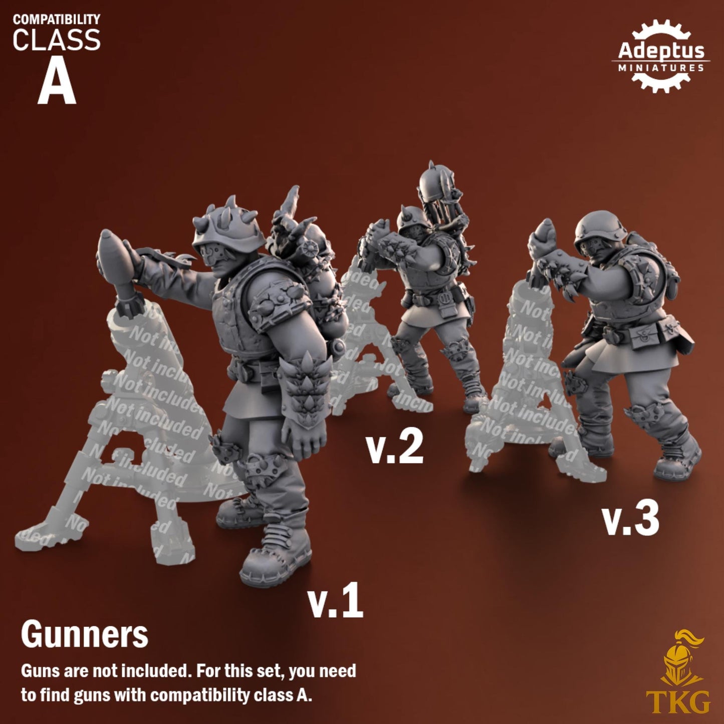 Twisted Horde Heavy Weapons Operators by Adeptus Miniatures | 3D printed Tabletop Miniatures