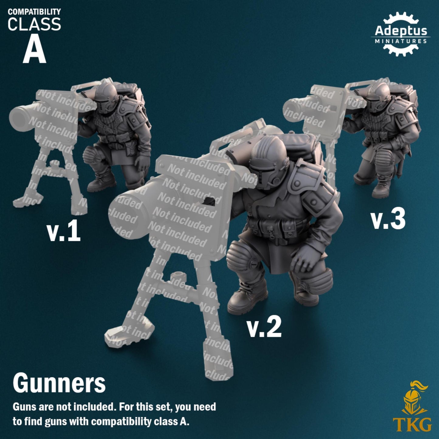Winterline Forces Heavy Weapons Operators by Adeptus Miniatures | 3D printed Tabletop Miniatures