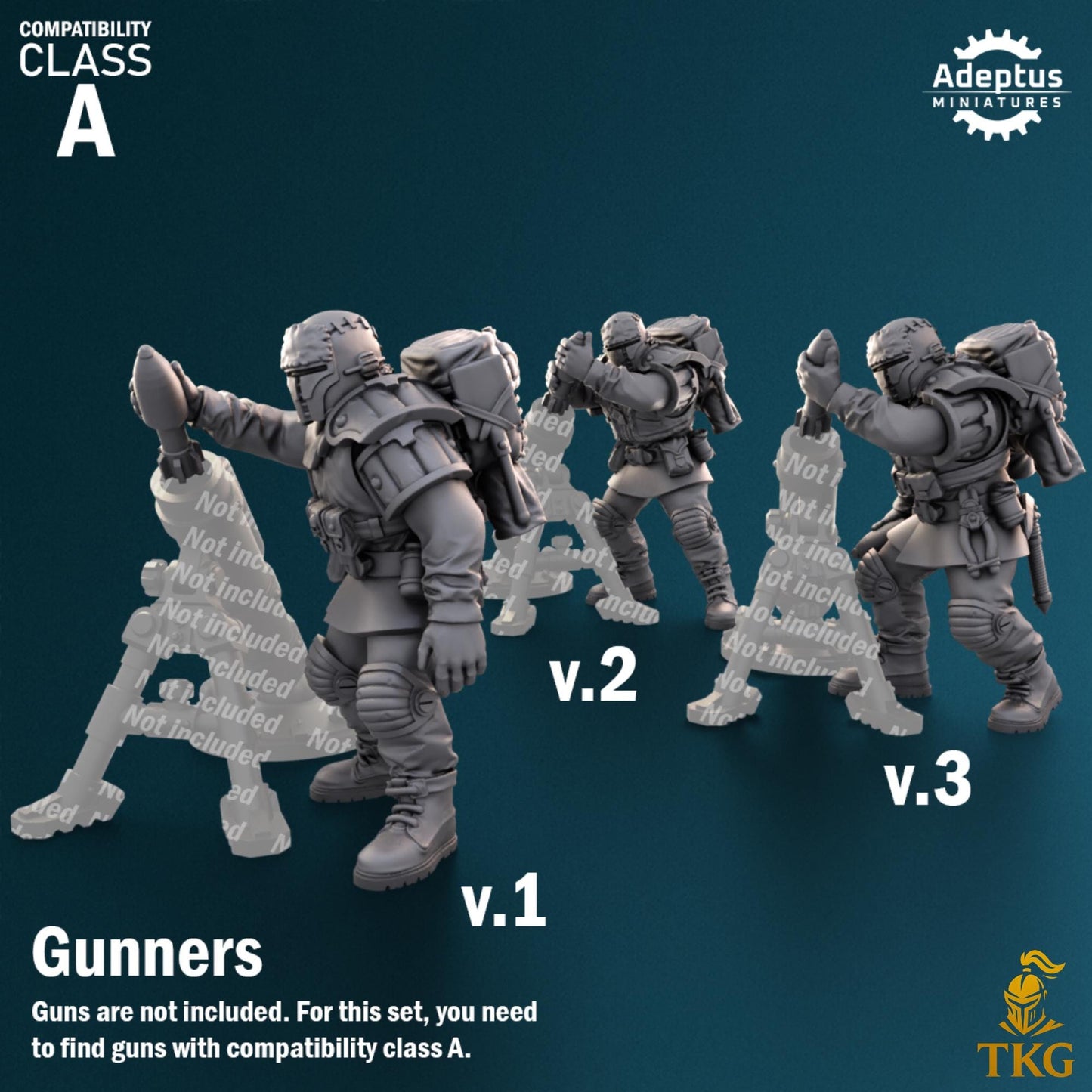 Winterline Forces Heavy Weapons Operators by Adeptus Miniatures | 3D printed Tabletop Miniatures