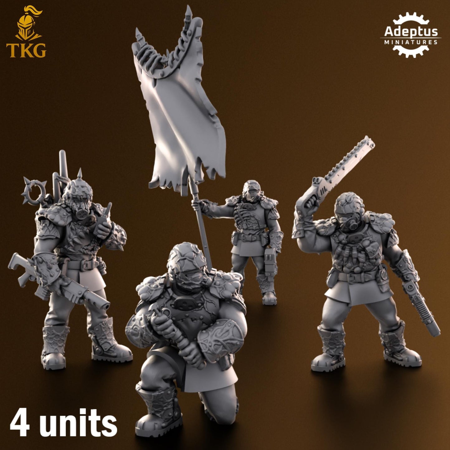 Sporeblight Regiment Command Squad by Adeptus Miniatures | 3D printed Tabletop Miniatures