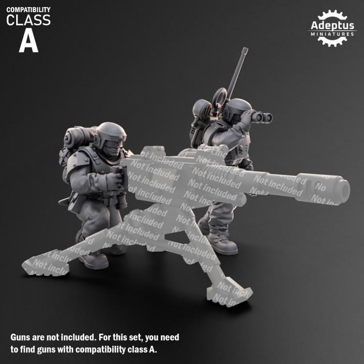 Warden Regiment Heavy Weapons Operators by Adeptus Miniatures | 3D printed Tabletop Miniatures