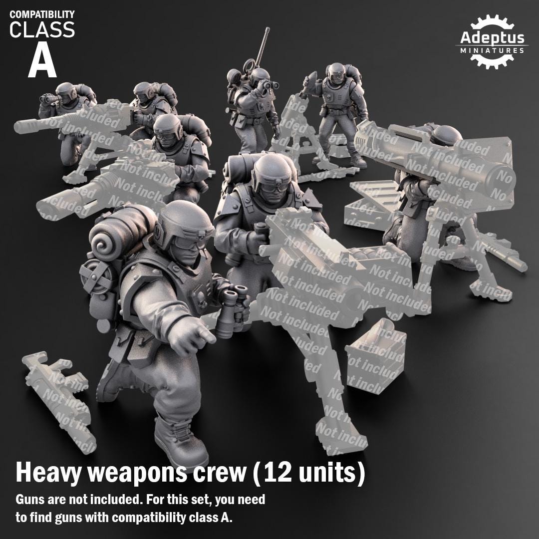 Warden Regiment Heavy Weapons Operators by Adeptus Miniatures | 3D printed Tabletop Miniatures
