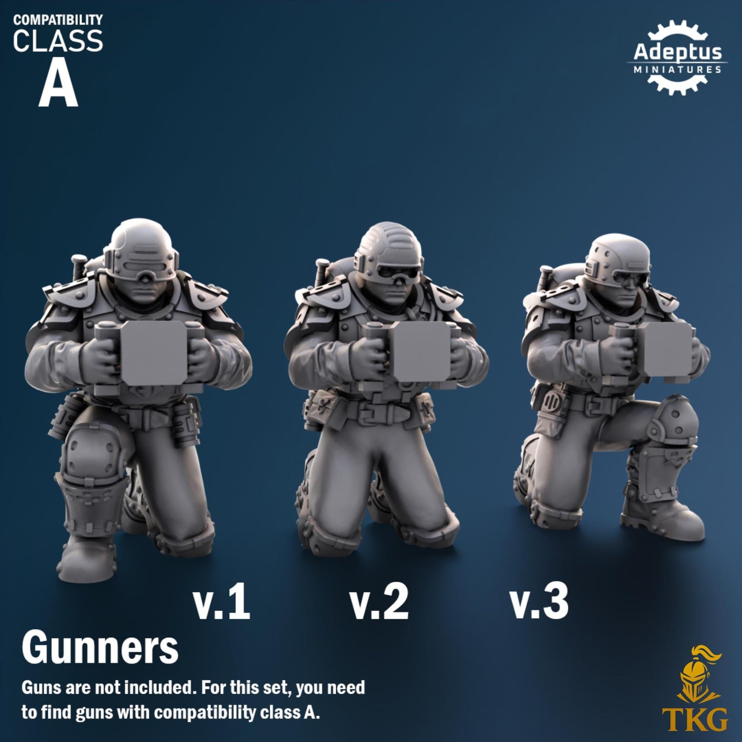Greyplate Troops Heavy Weapons Operators by Adeptus Miniatures | 3D printed Tabletop Miniatures