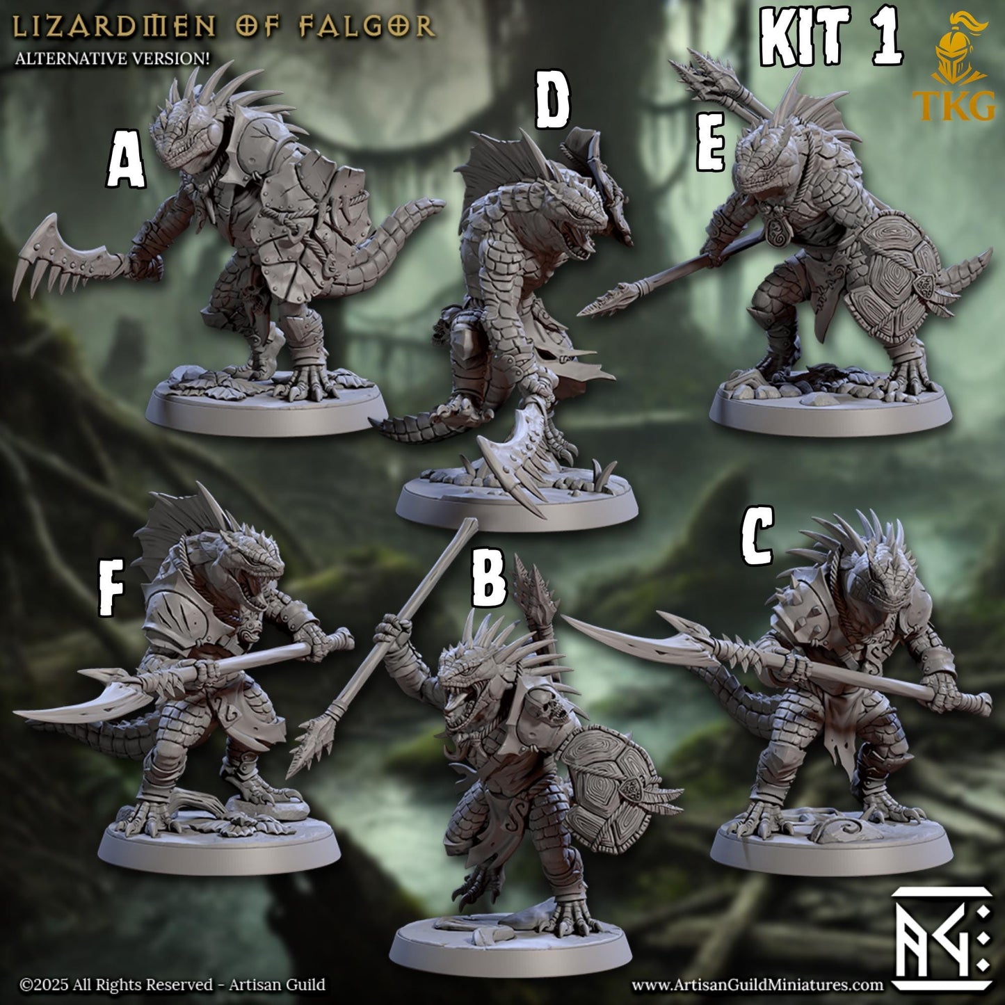 Lizardmen of Falgor Swamp by Artisan Guild | 3D Printed Miniatures | Fantasy Models