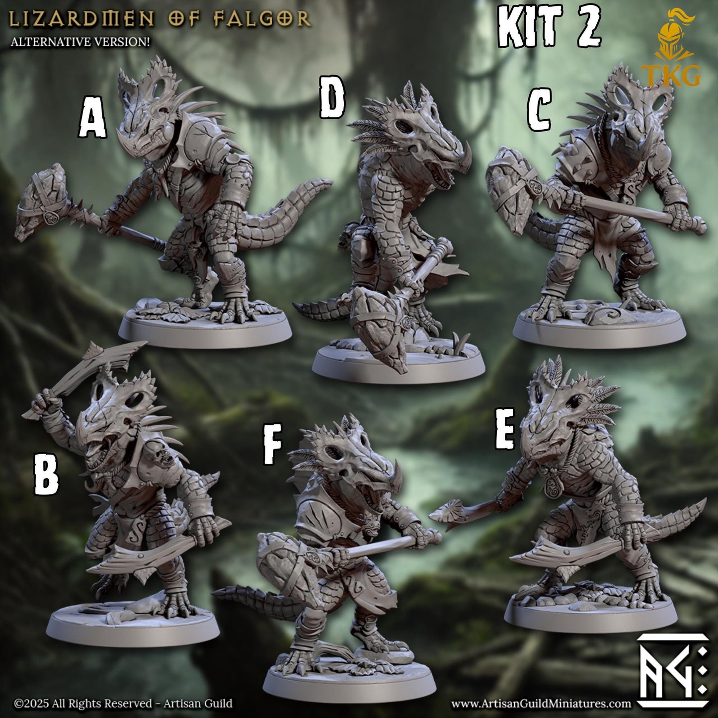 Lizardmen of Falgor Swamp by Artisan Guild | 3D Printed Miniatures | Fantasy Models