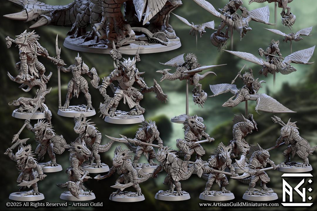 Lizardmen of Falgor Swamp by Artisan Guild | 3D Printed Miniatures | Fantasy Models