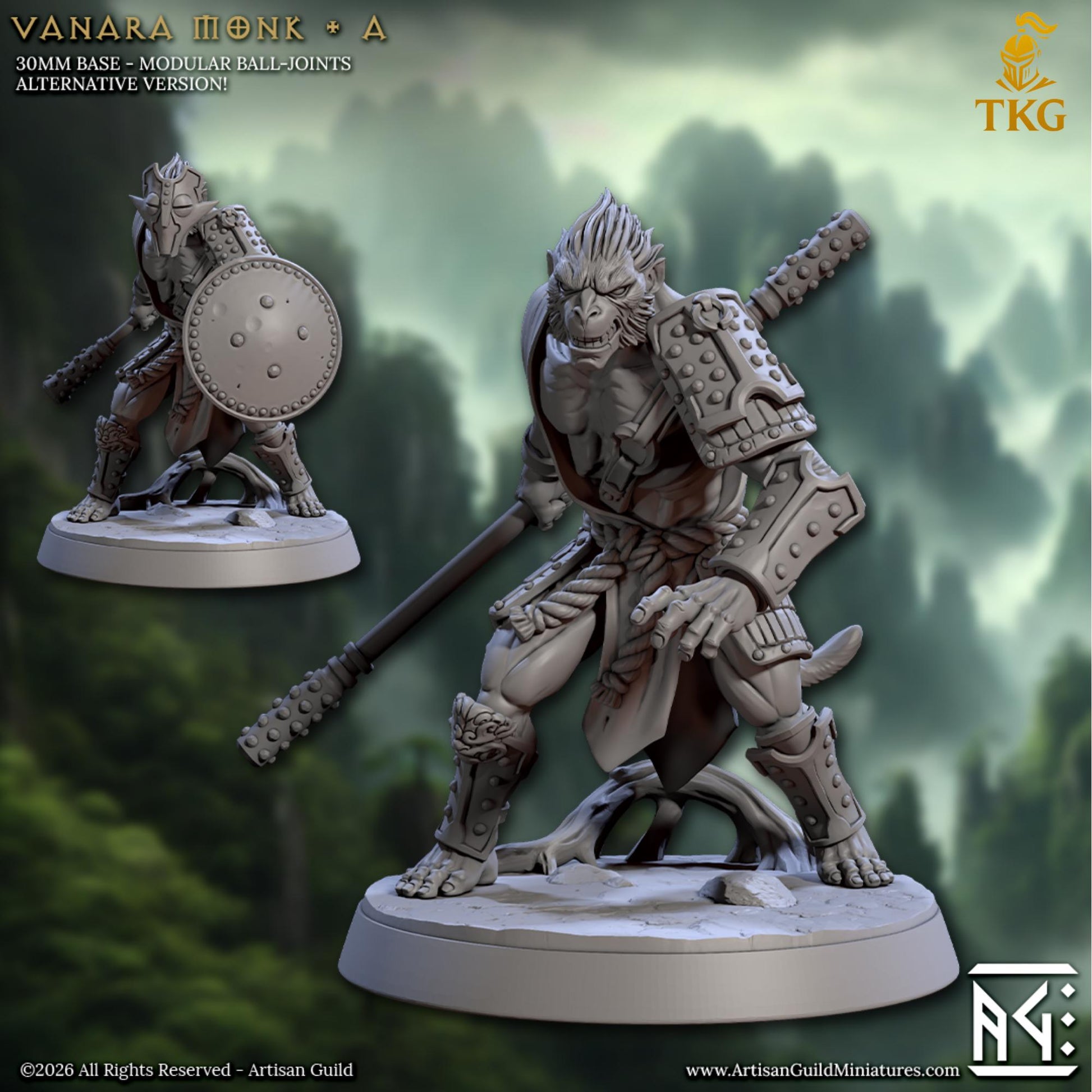 Legend of the Vanara Monks by Artisan Guild | 3D Printed Miniatures | Fantasy Models