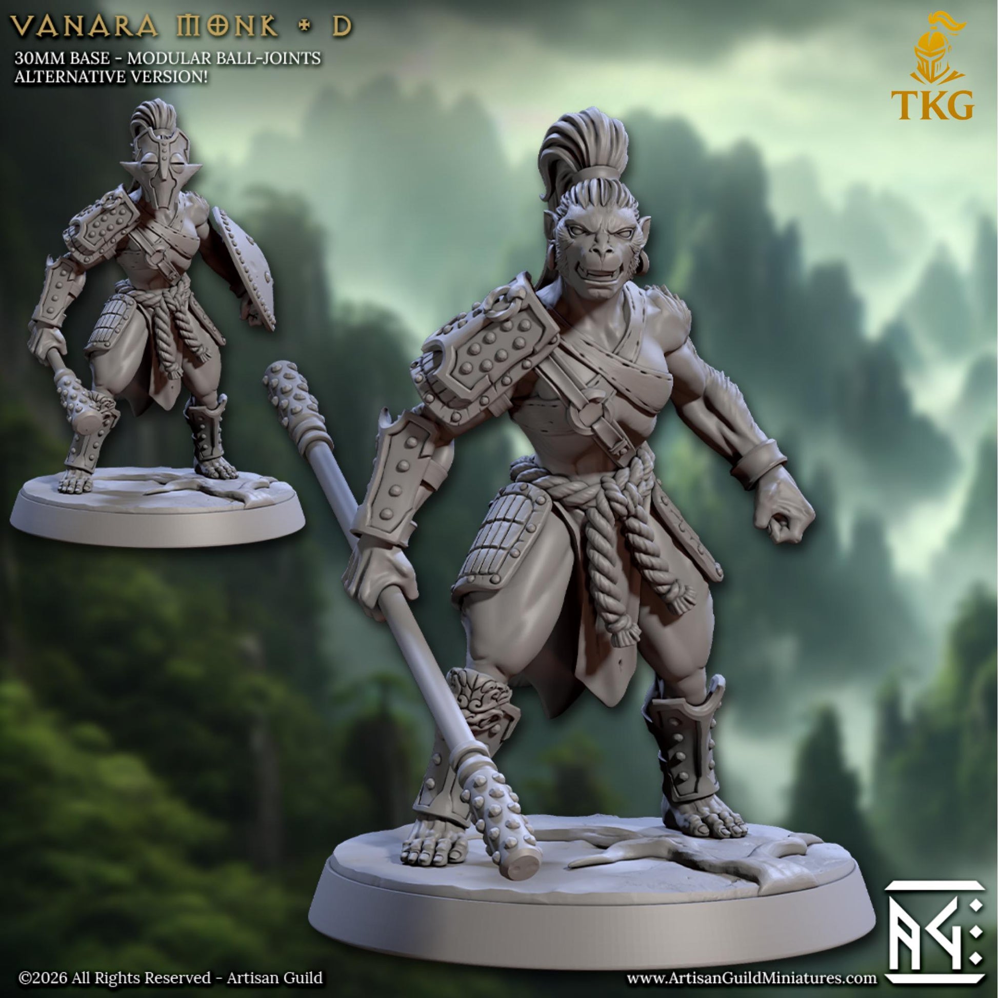 Legend of the Vanara Monks by Artisan Guild | 3D Printed Miniatures | Fantasy Models
