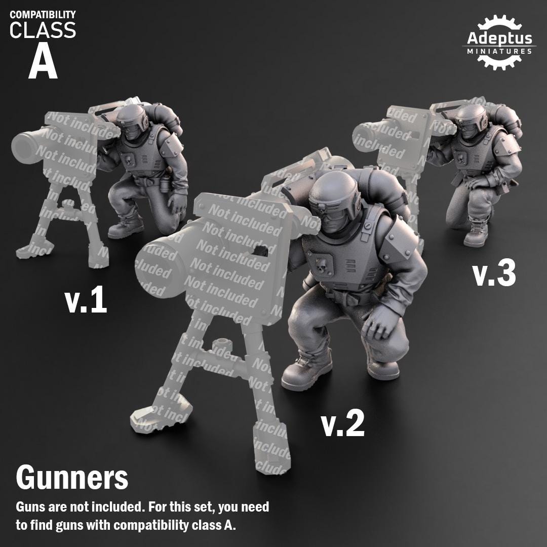 Warden Regiment Heavy Weapons Operators by Adeptus Miniatures | 3D printed Tabletop Miniatures