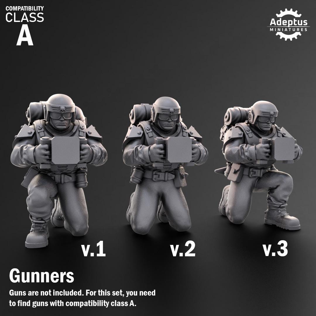 Warden Regiment Heavy Weapons Operators by Adeptus Miniatures | 3D printed Tabletop Miniatures