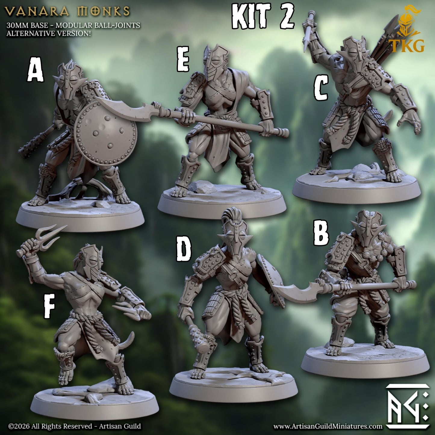 Legend of the Vanara Monks by Artisan Guild | 3D Printed Miniatures | Fantasy Models