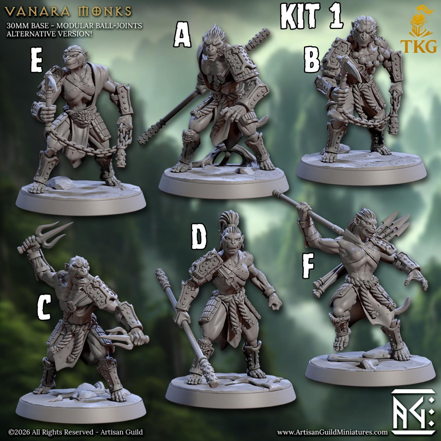 Legend of the Vanara Monks by Artisan Guild | 3D Printed Miniatures | Fantasy Models