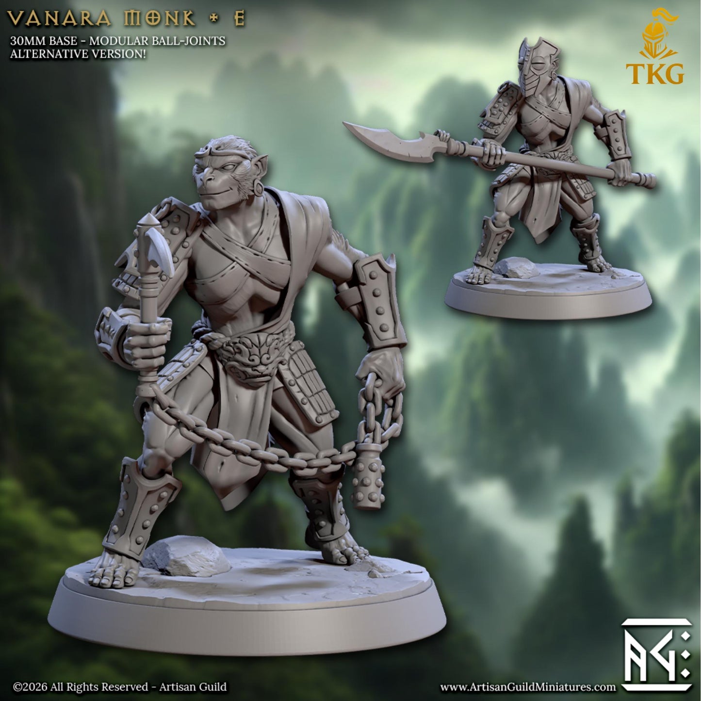 Legend of the Vanara Monks by Artisan Guild | 3D Printed Miniatures | Fantasy Models