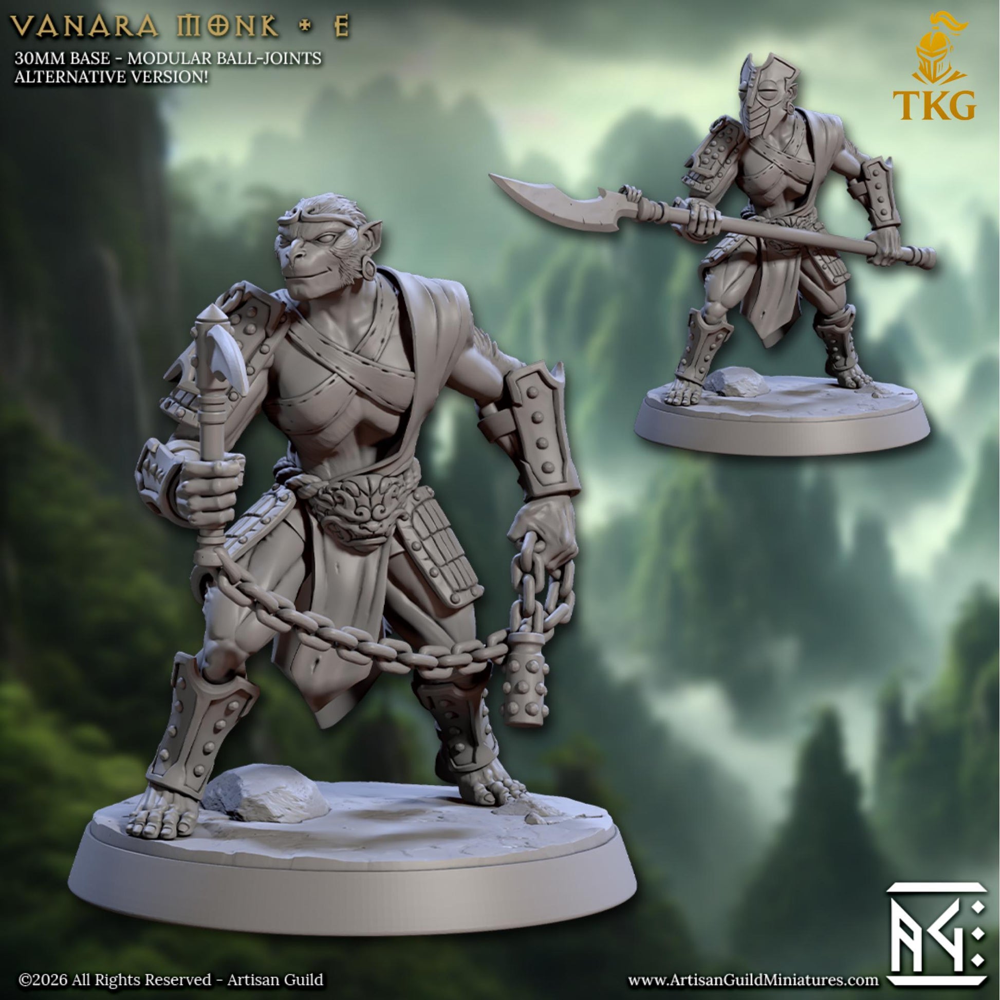 Legend of the Vanara Monks by Artisan Guild | 3D Printed Miniatures | Fantasy Models
