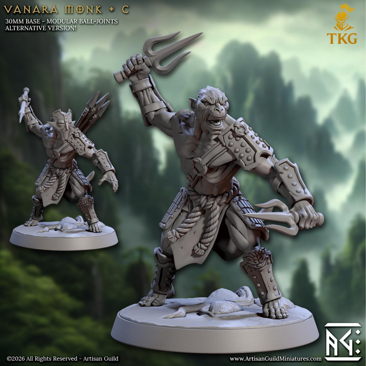Legend of the Vanara Monks by Artisan Guild | 3D Printed Miniatures | Fantasy Models