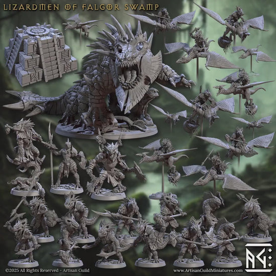 Lizardmen of Falgor Swamp by Artisan Guild | 3D Printed Miniatures | Fantasy Models